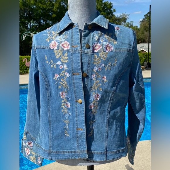Susan Bristol Jackets & Blazers - Susan Bristol NWT Embroidered Denim Jacket Size XL